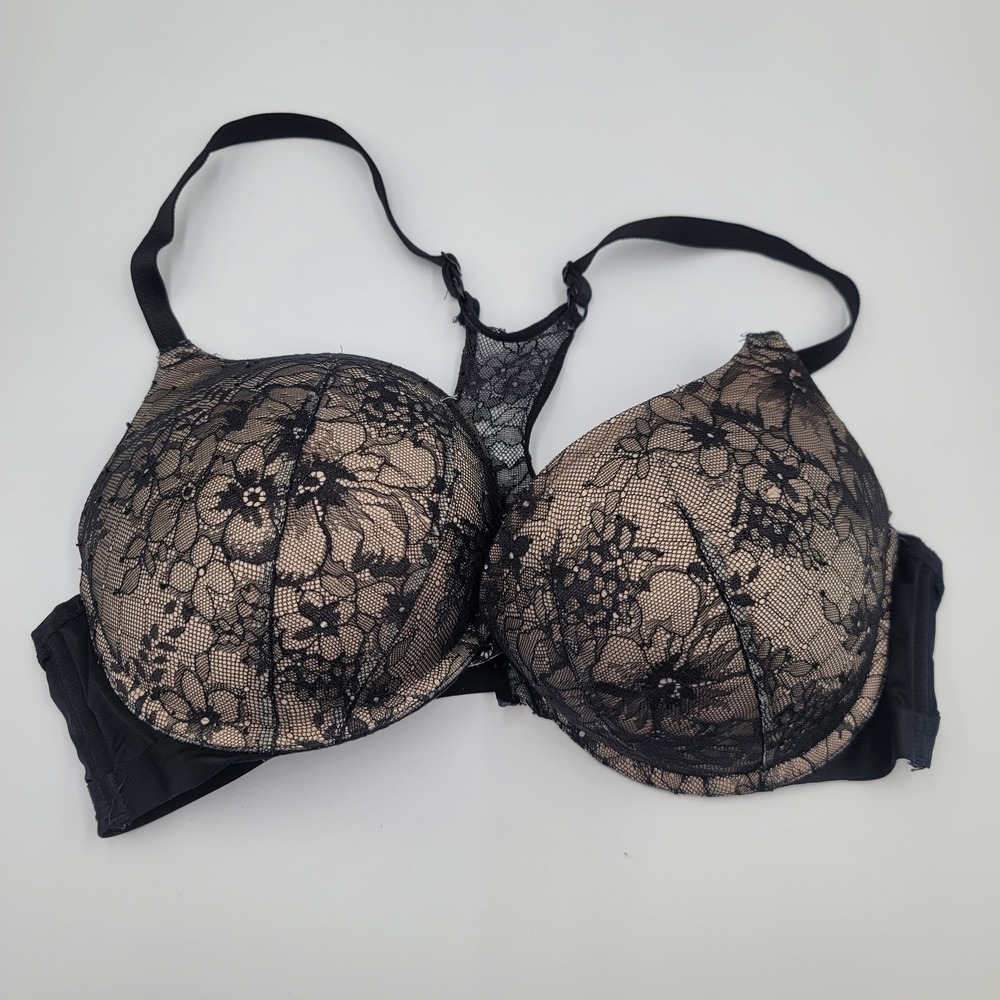 Victoria's Secret Sexy Boudoir Bombshell Plunge Bra 36C Black Lace Coquette